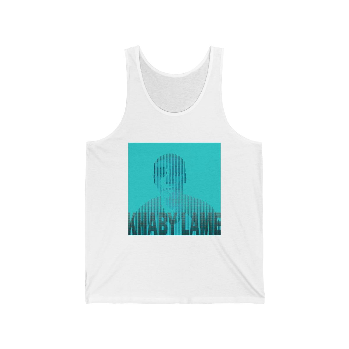Turquoise Portrait Graphic Tank | Texted Portrait Tank | Khaby Lame