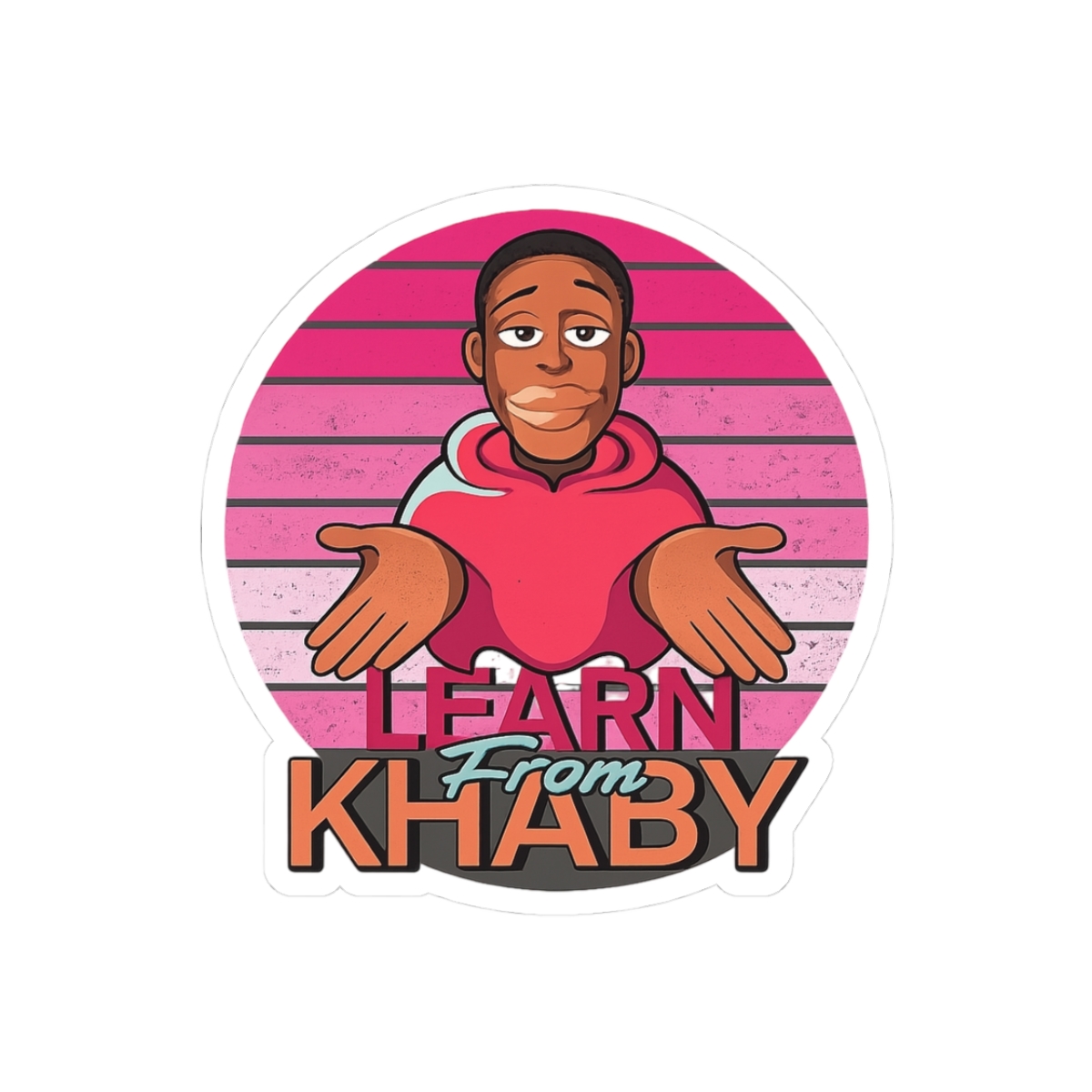 Learn From Khaby Sticker | Kiss-Cut Vinyl Sticker, Viral TikTok Design | Khaby Lame